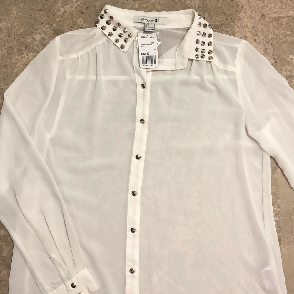 Forever 21 collared shirt with stud accent details